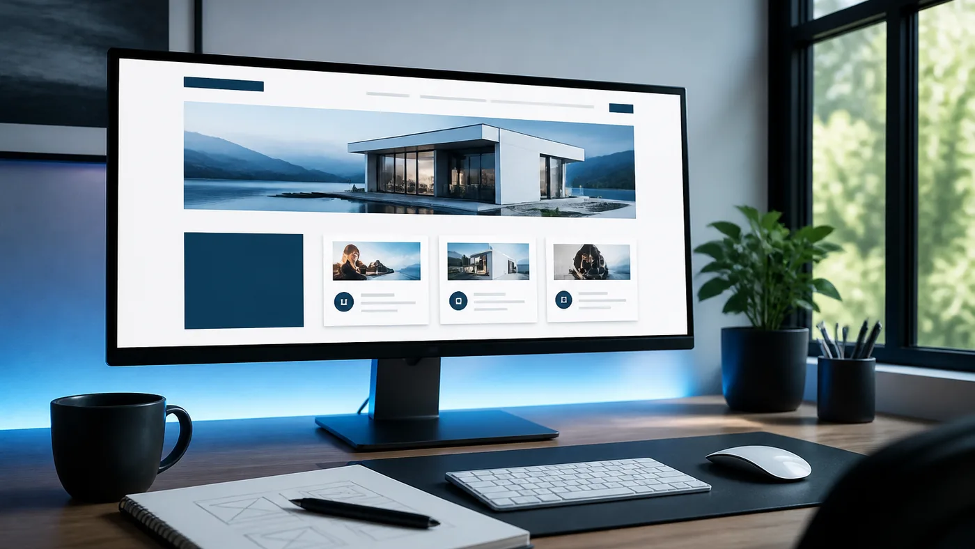 A new website being designed on a desktop and a phone